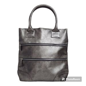 Lancome Large Silver Faux Leather Tote  Shoulder Bag
